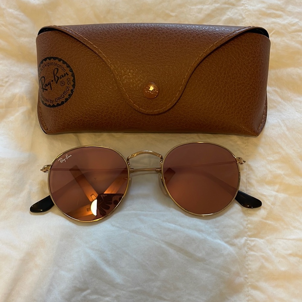 Round Flash Raybans - Rose Gold